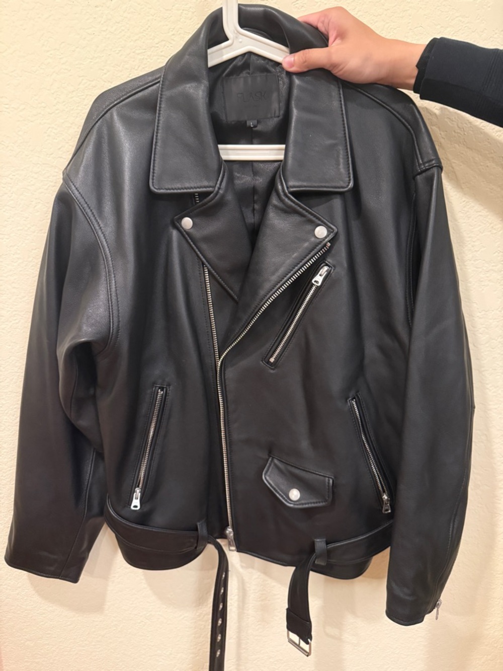 WConcept Classic Black Leather Biker Jacket
